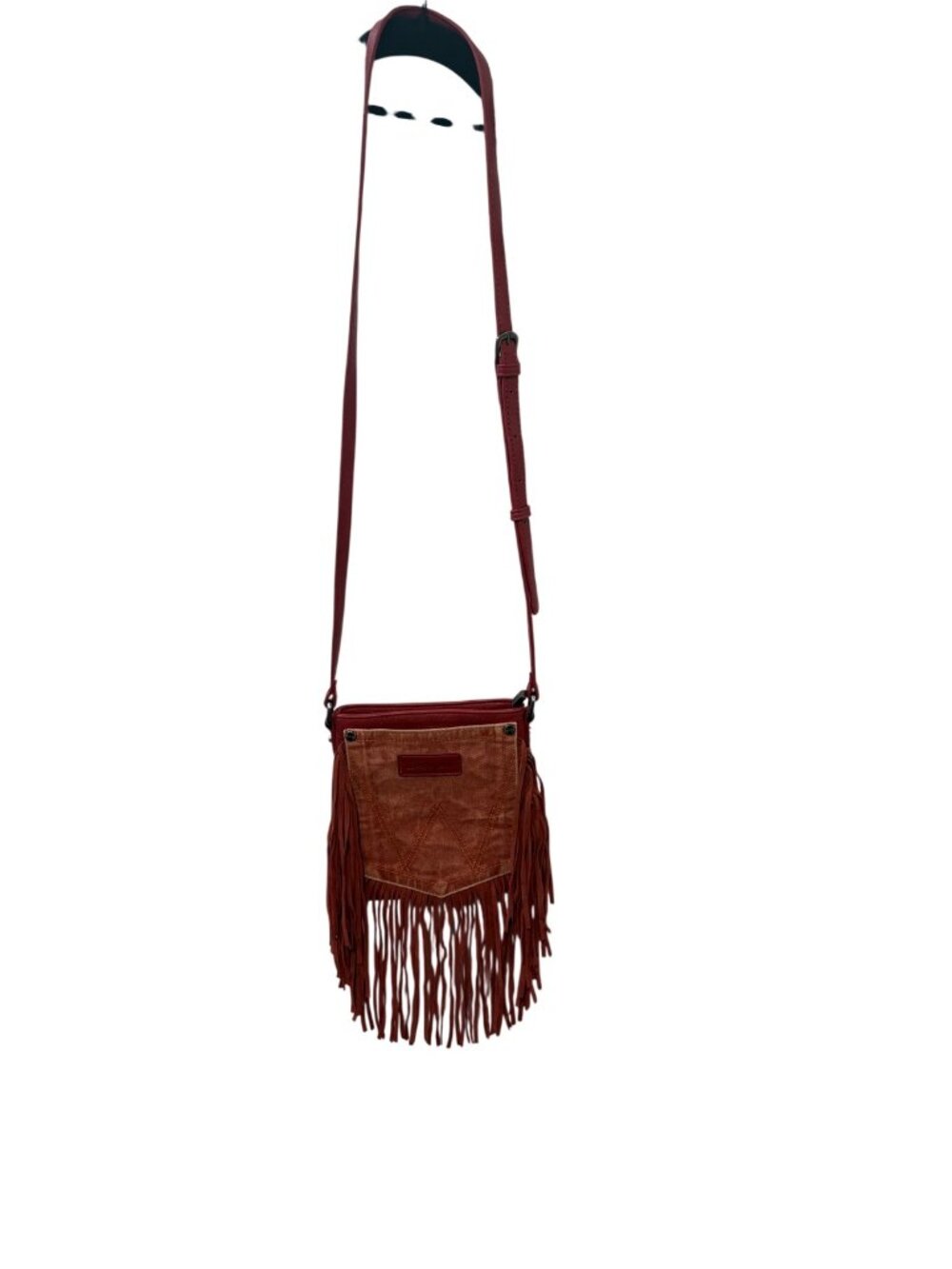 Wrangler Size ONE SIZE Red Fringe Crossbody Bag Suede Leather Boho Western